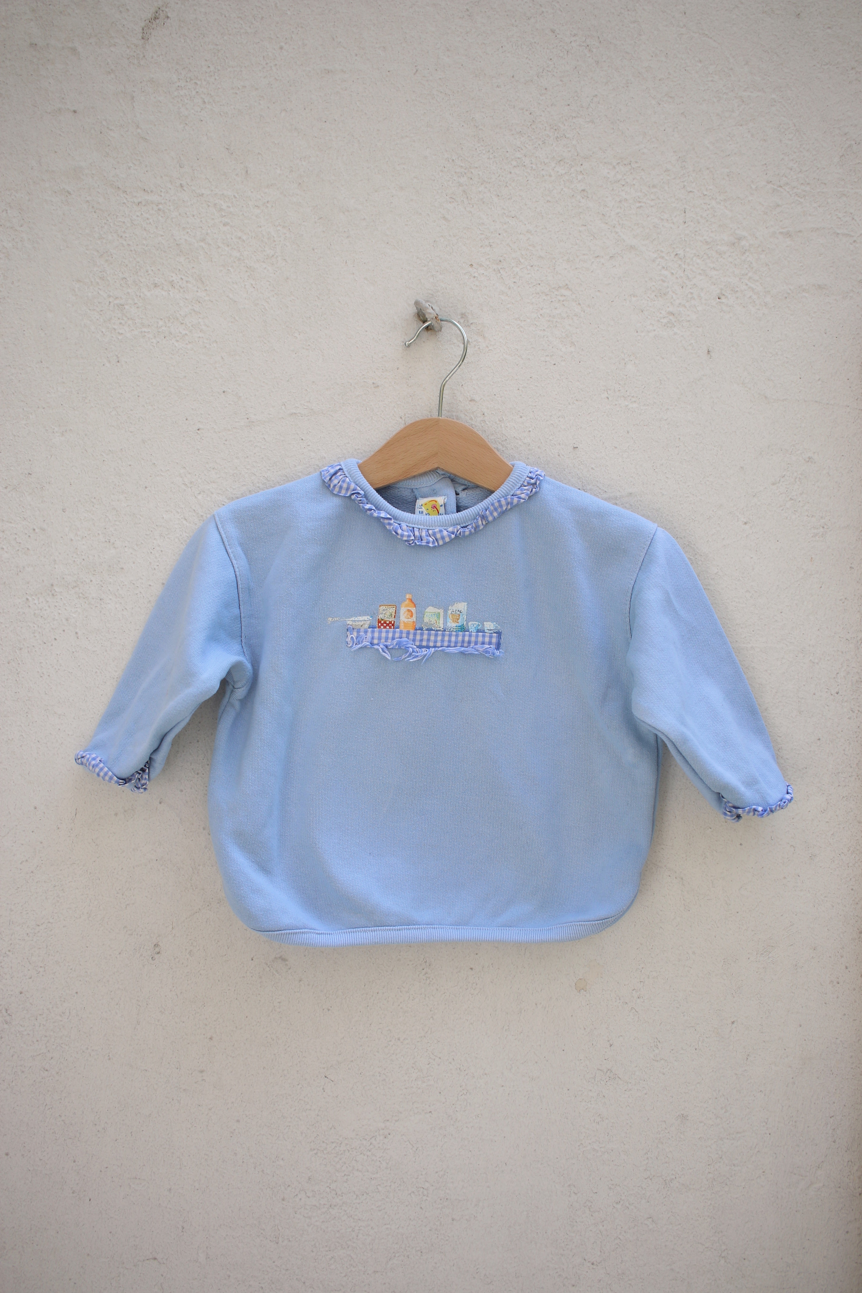 Vintage blue vichy sweater - size 9-12 months