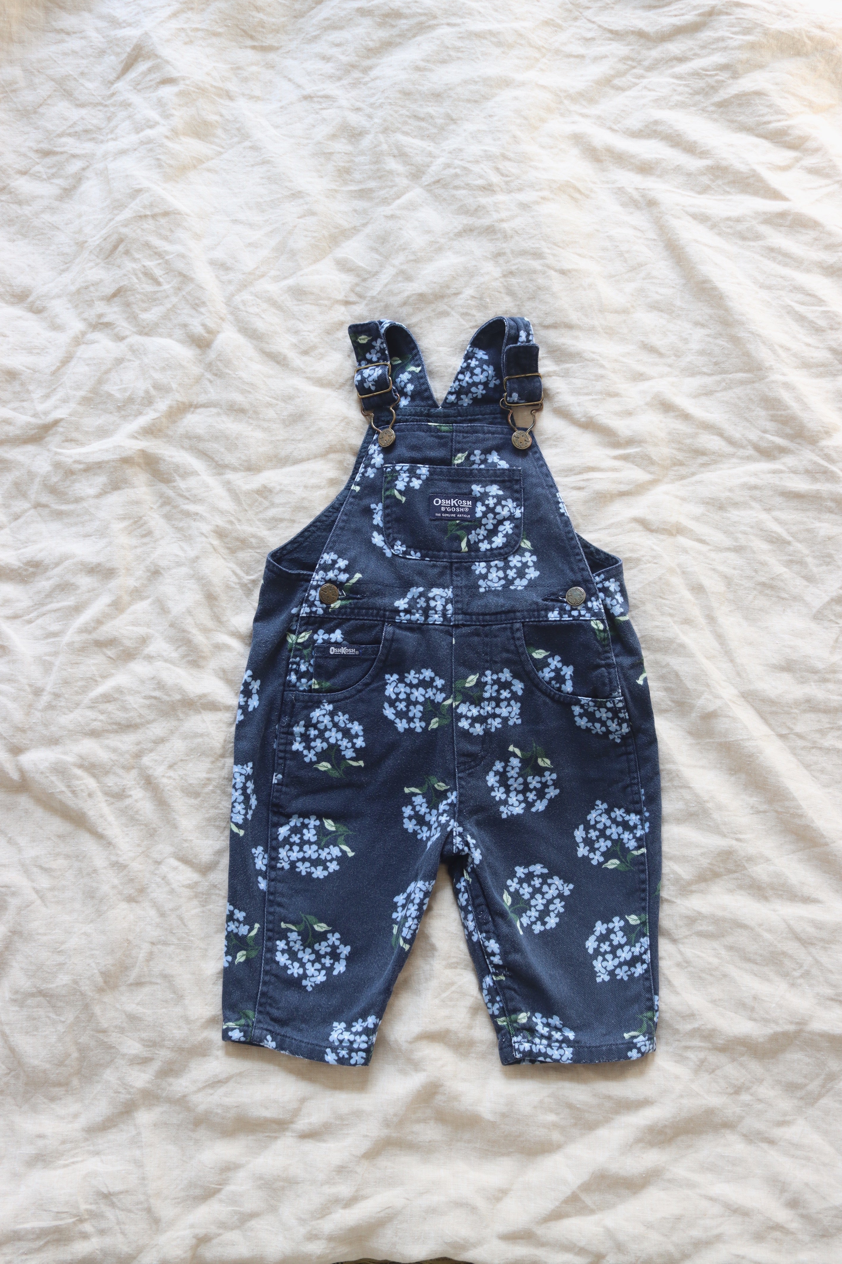 Vintage blue floral OshKosh overalls - size 6-12 months