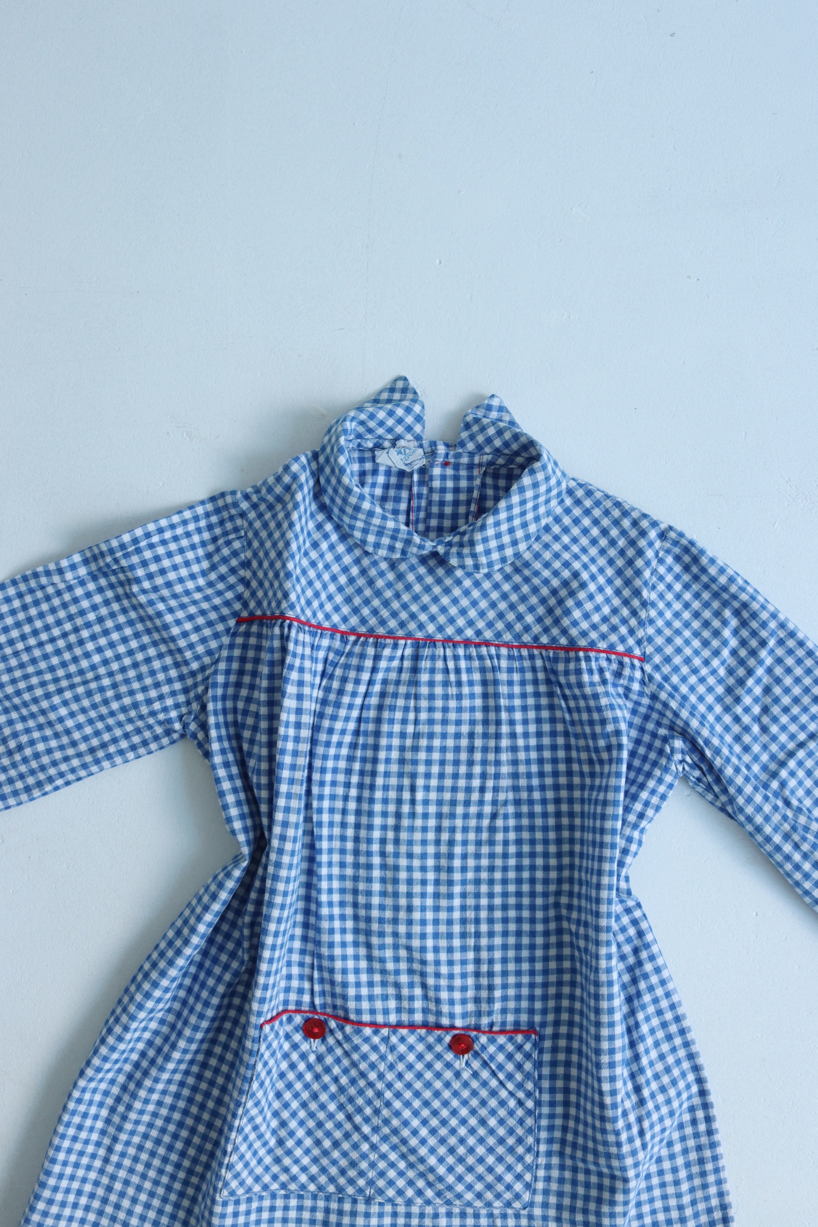 60's French vichy dress - Size 2-4 years - made in France