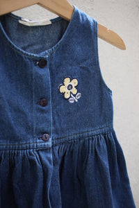 Vintage French denim dress - size 12 months