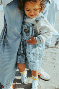 Vintage OshKosh plaid/floral print bubble shortalls - size 18-24 months