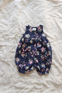 Vintage dark floral Laura Ashley jumpsuit - size 6-12 months - made in UK