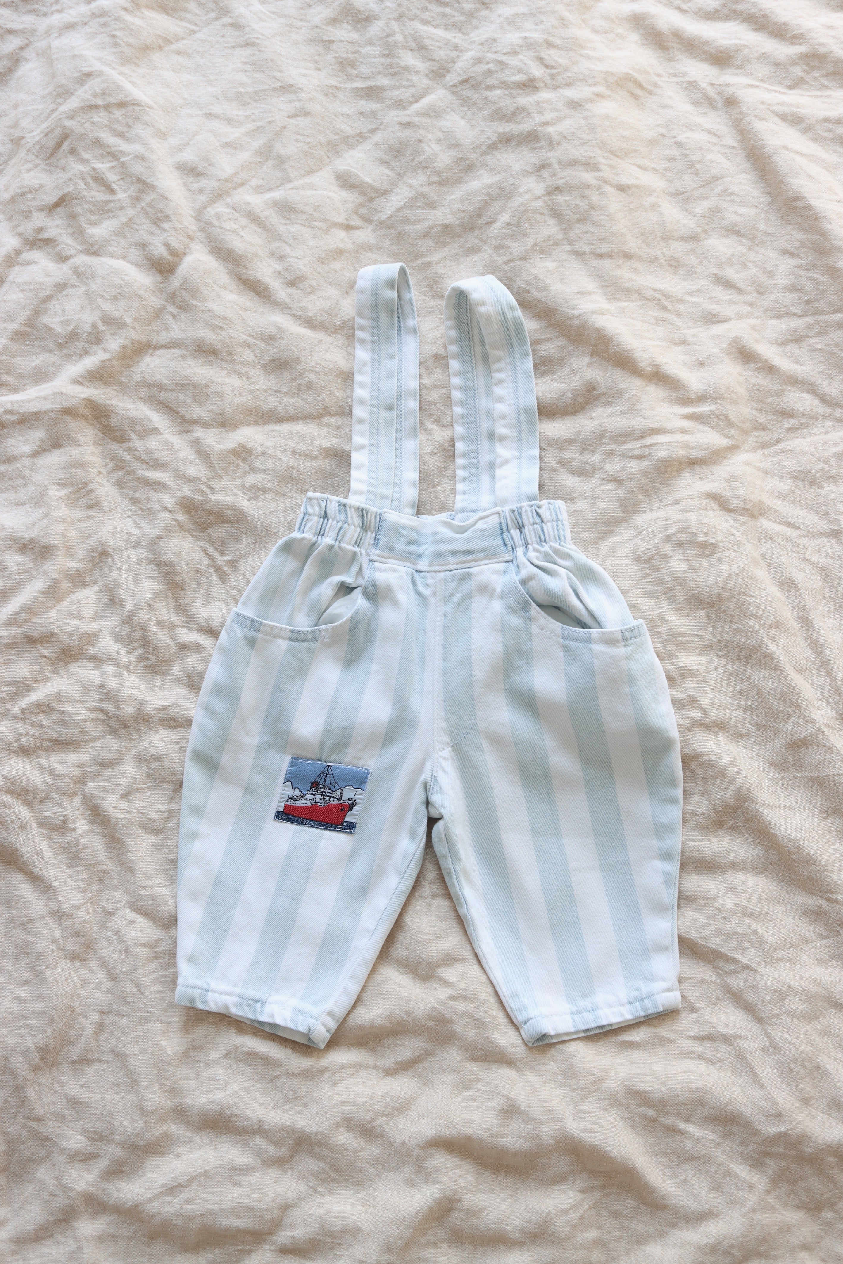Vintage striped French overalls  - size 6 months - Made in France
