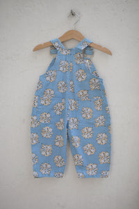 Vintage French floral denim overalls - size 6 months