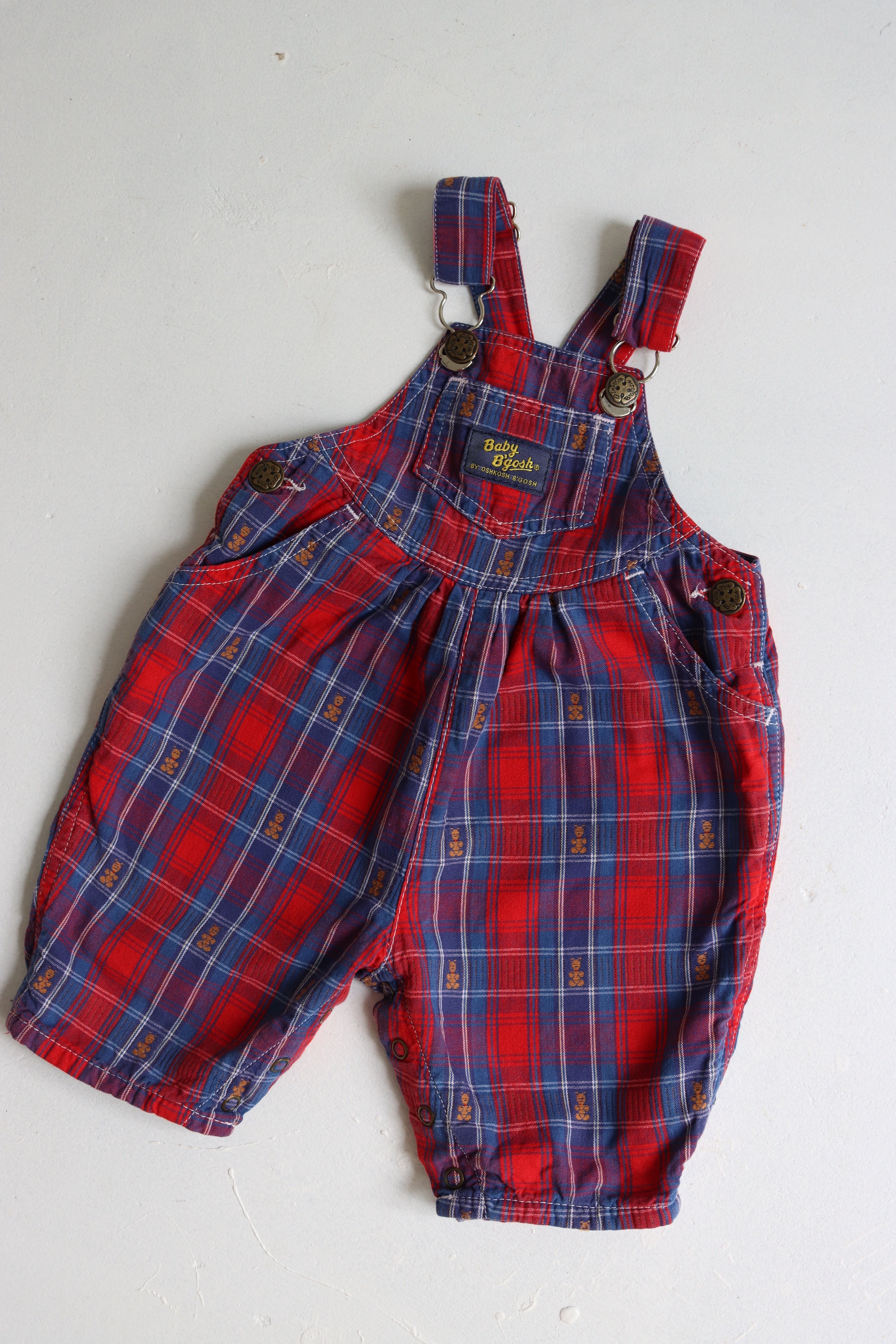 Vintage bubble OshKosh teddy bear plaid print - Size 0-3 months