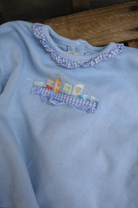 Vintage blue vichy sweater - size 9-12 months