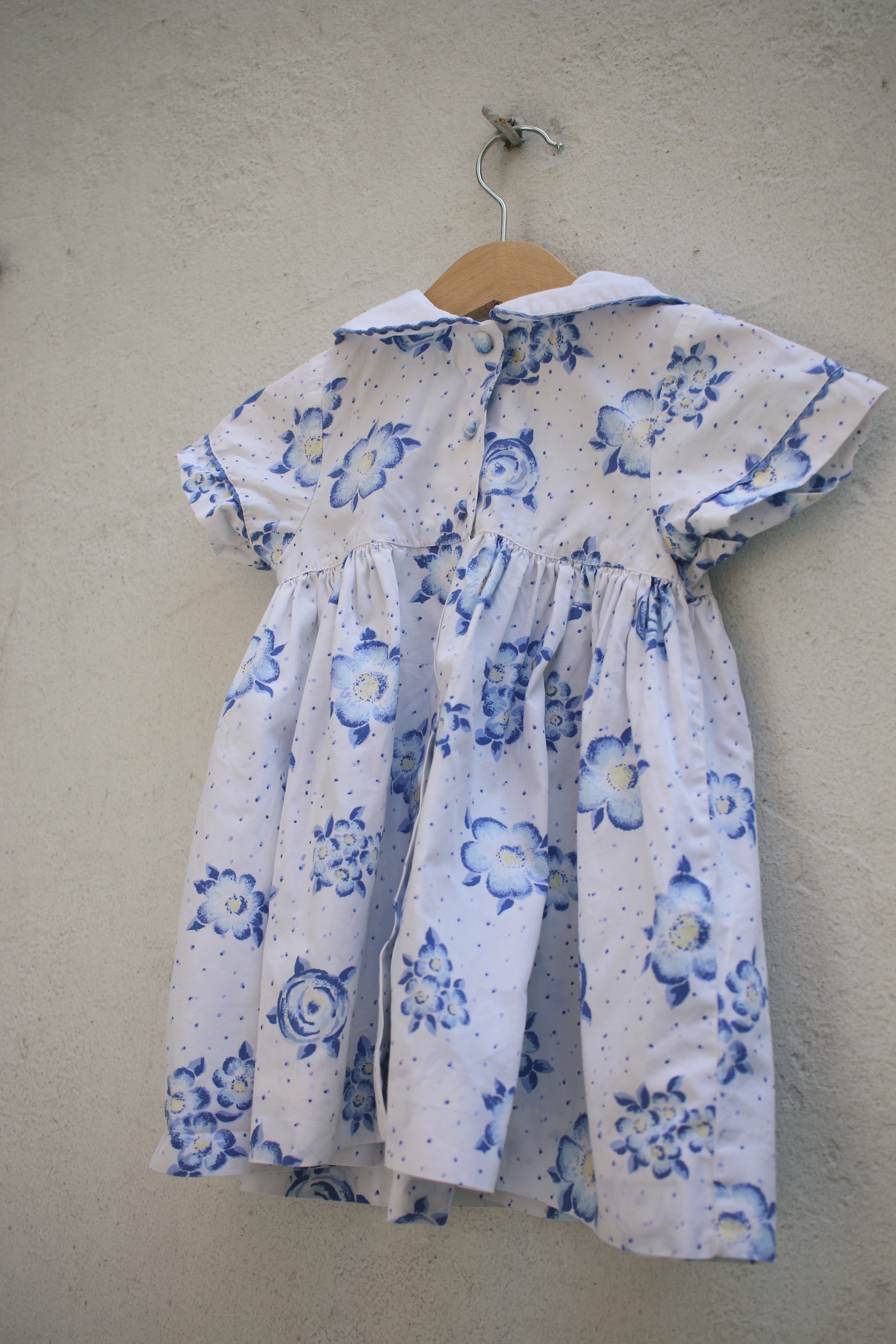 Vintage French blue floral sailor dress - size 12 months