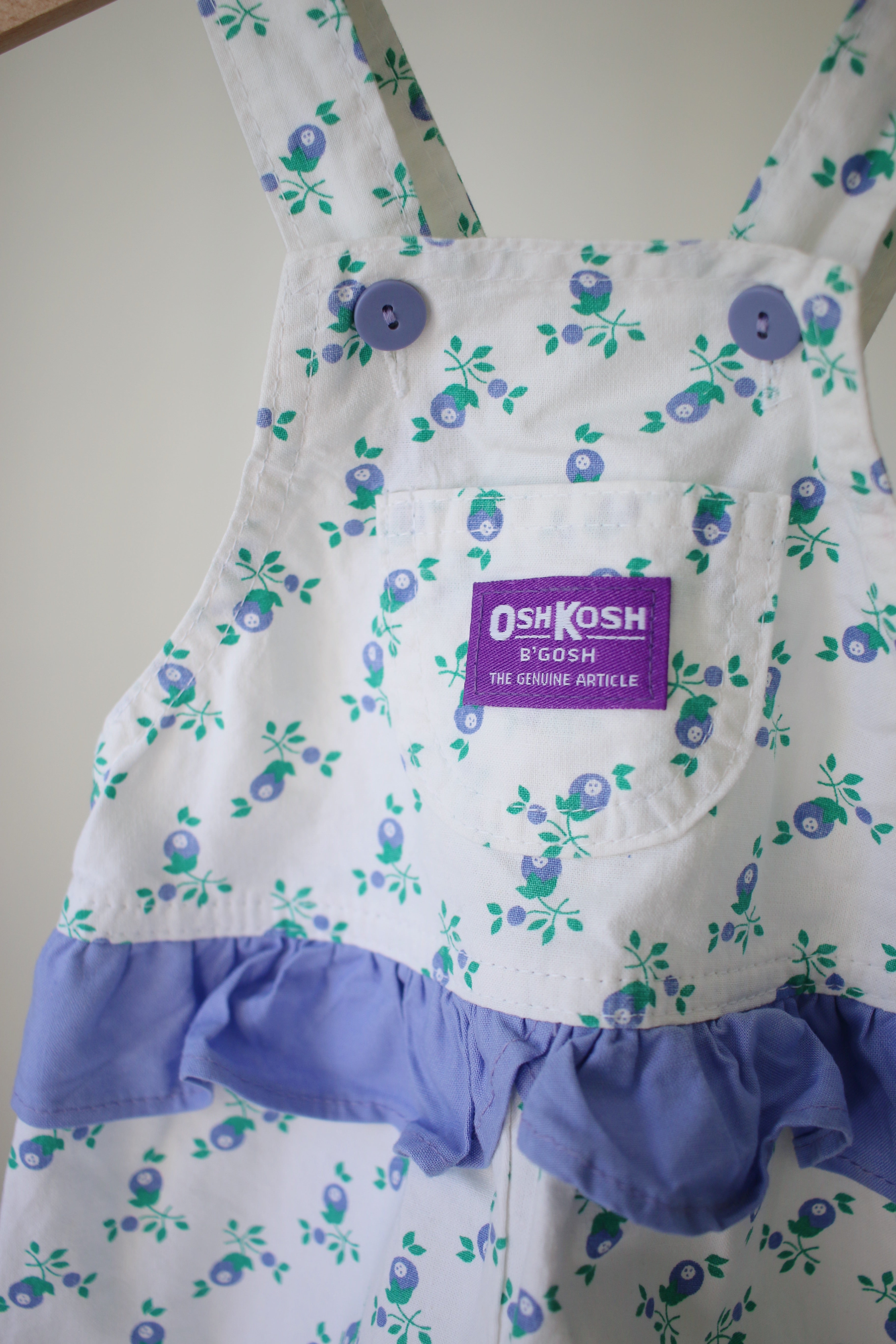 Vintage OshKosh blueberry bubble overalls - size 18 months - made in USA
