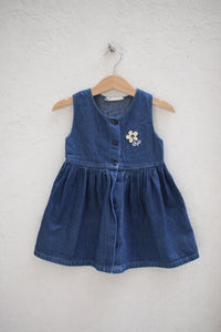 Vintage French denim dress - size 12 months