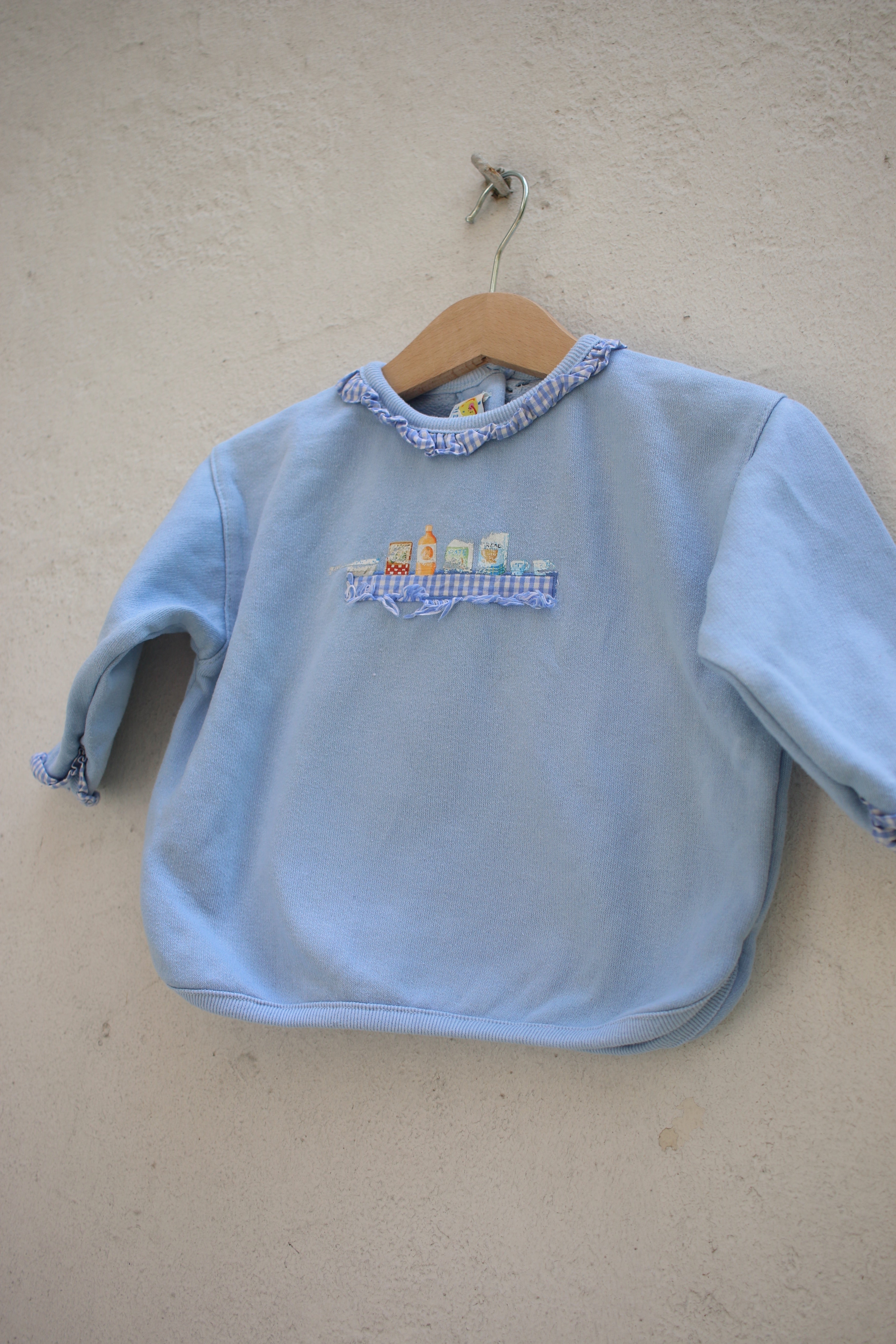 Vintage blue vichy sweater - size 9-12 months