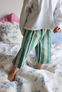 Vintage French green striped bermuda shorts  - size 5/6 years - made in France - new with tag