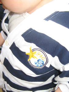 Vintage Yves Saint Laurent blue striped vest - made in France - size 12-18 months