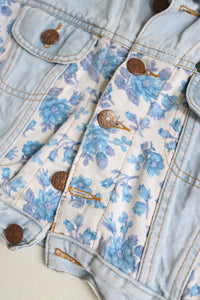 Vintage French floral denim jacket- size 2-3t