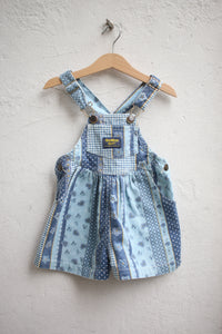 Vintage OshKosh plaid/floral print bubble shortalls - size 18-24 months
