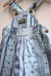 Vintage OshKosh plaid/floral print bubble shortalls - size 18-24 months