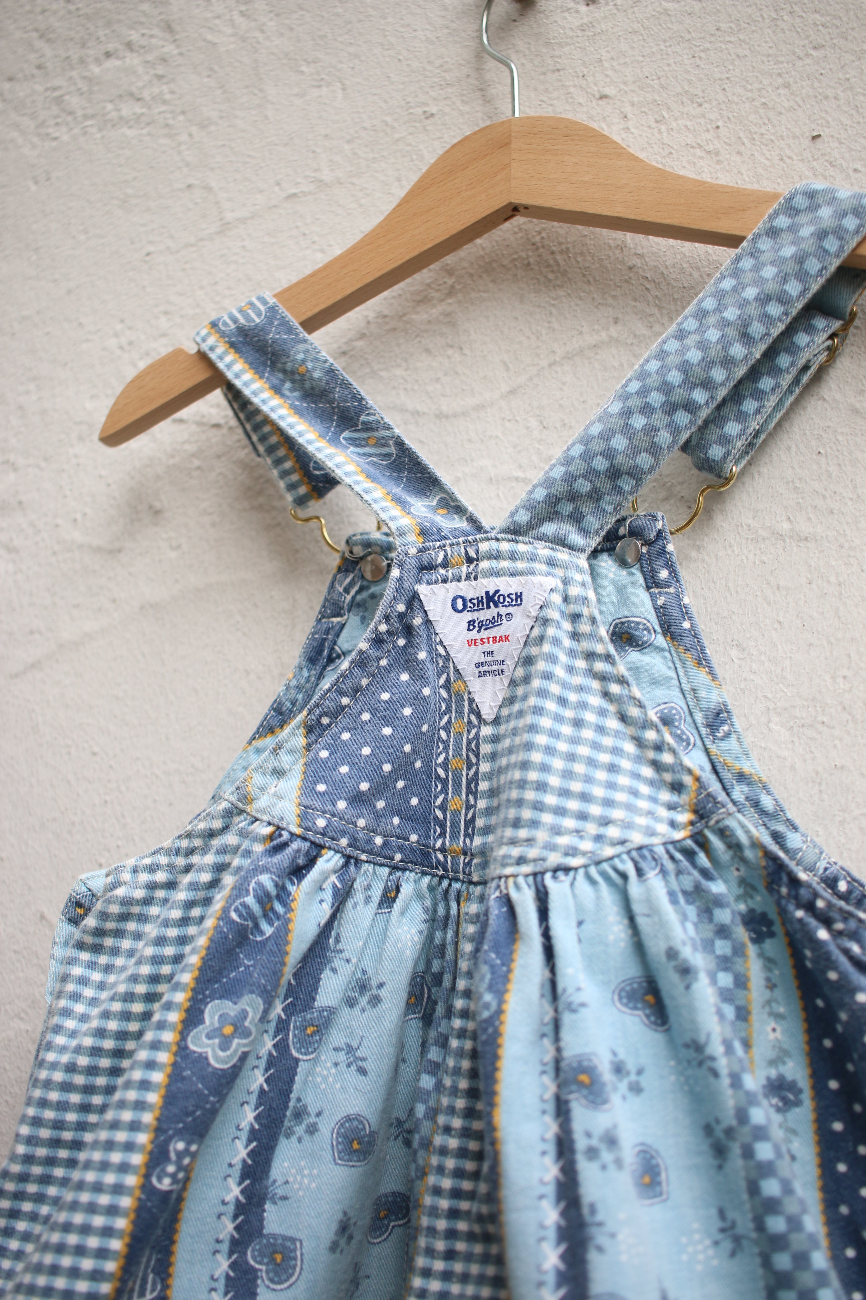 Vintage OshKosh plaid/floral print bubble shortalls - size 18-24 months