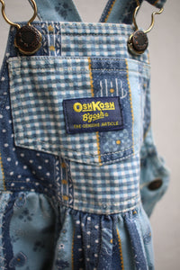 Vintage OshKosh plaid/floral print bubble shortalls - size 18-24 months