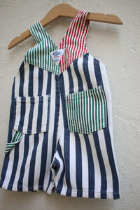 Vintage striped OshKosh shortalls - size 3 months - made in USA