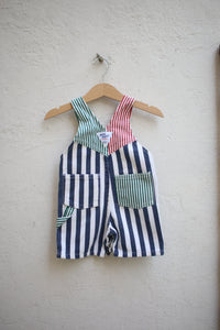 Vintage striped OshKosh shortalls - size 3 months - made in USA