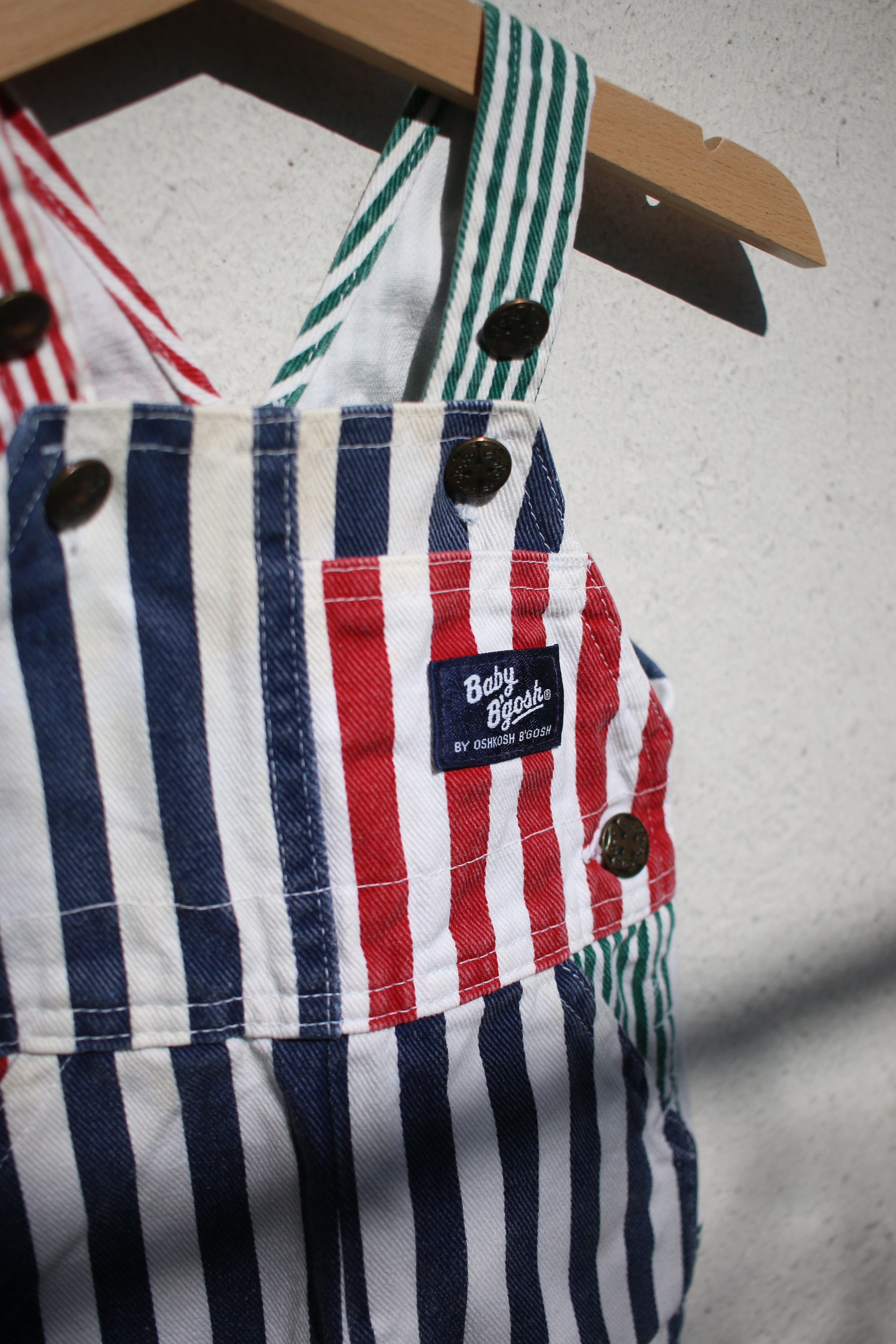 Vintage striped OshKosh shortalls - size 3 months - made in USA