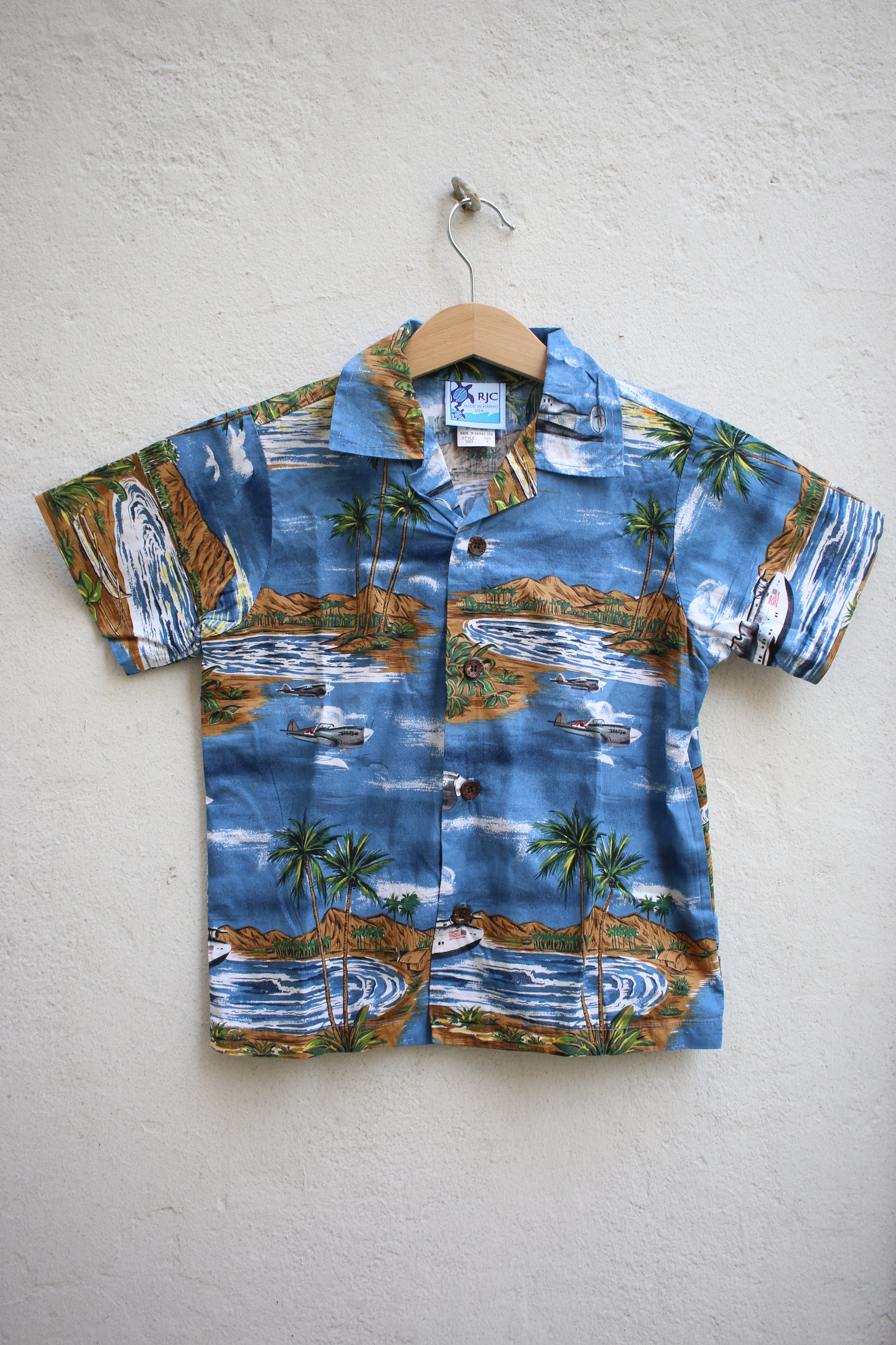 Vintage blue Hawaiian set - size 5-6 years - made in Hawaii