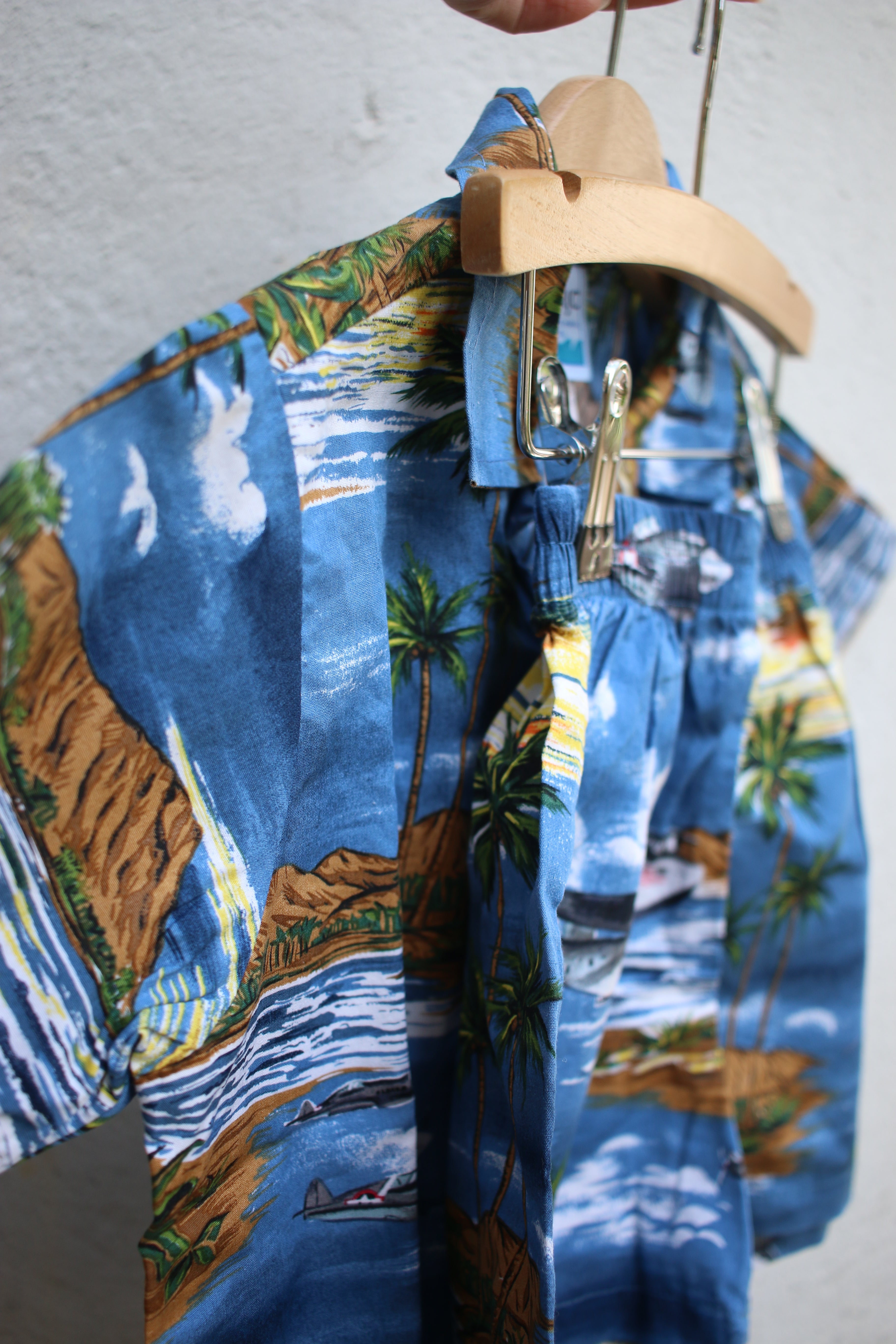 Vintage blue Hawaiian set - size 5-6 years - made in Hawaii