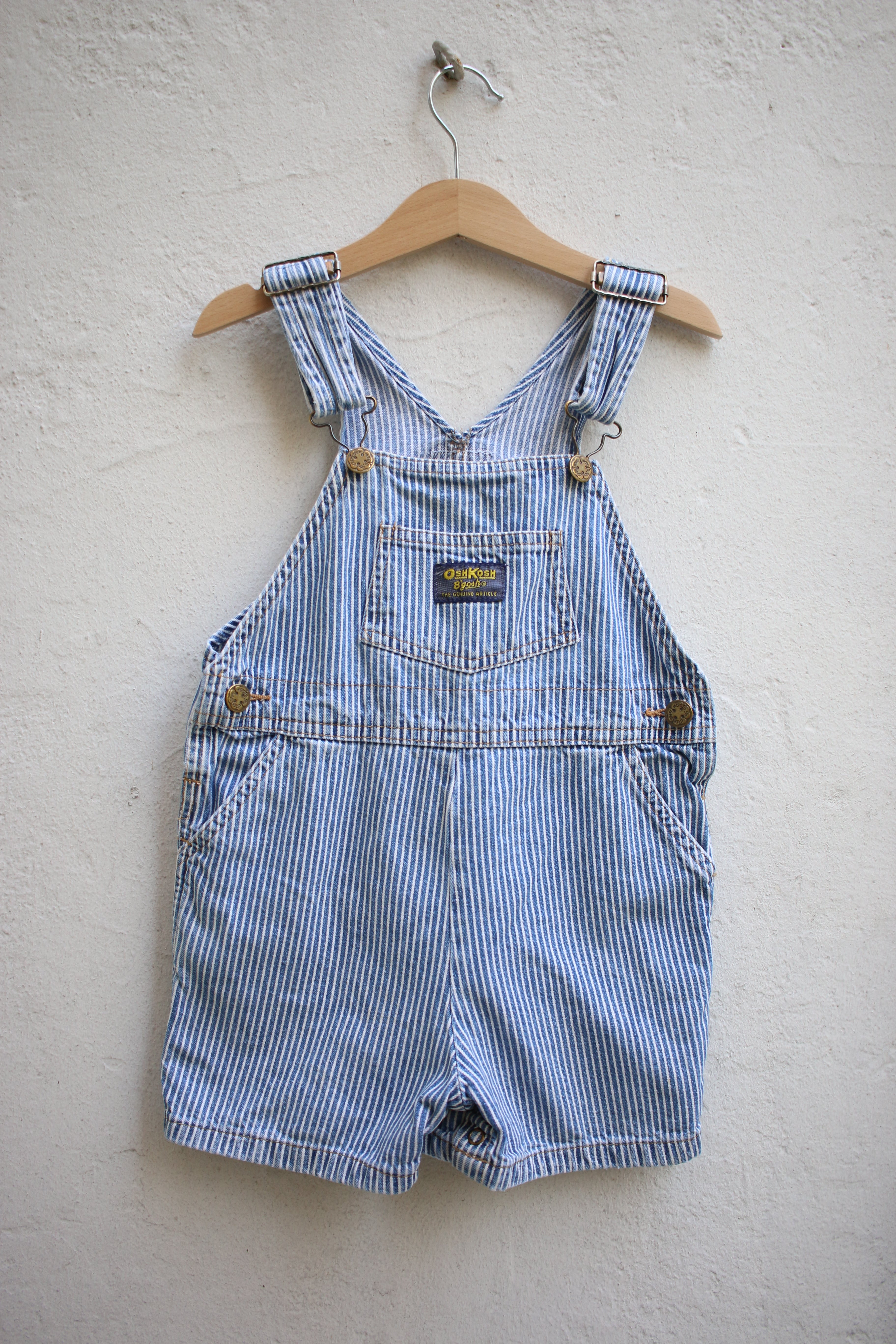 Vintage OshKosh striped overalls - size 4 years - assembled in El Salvador