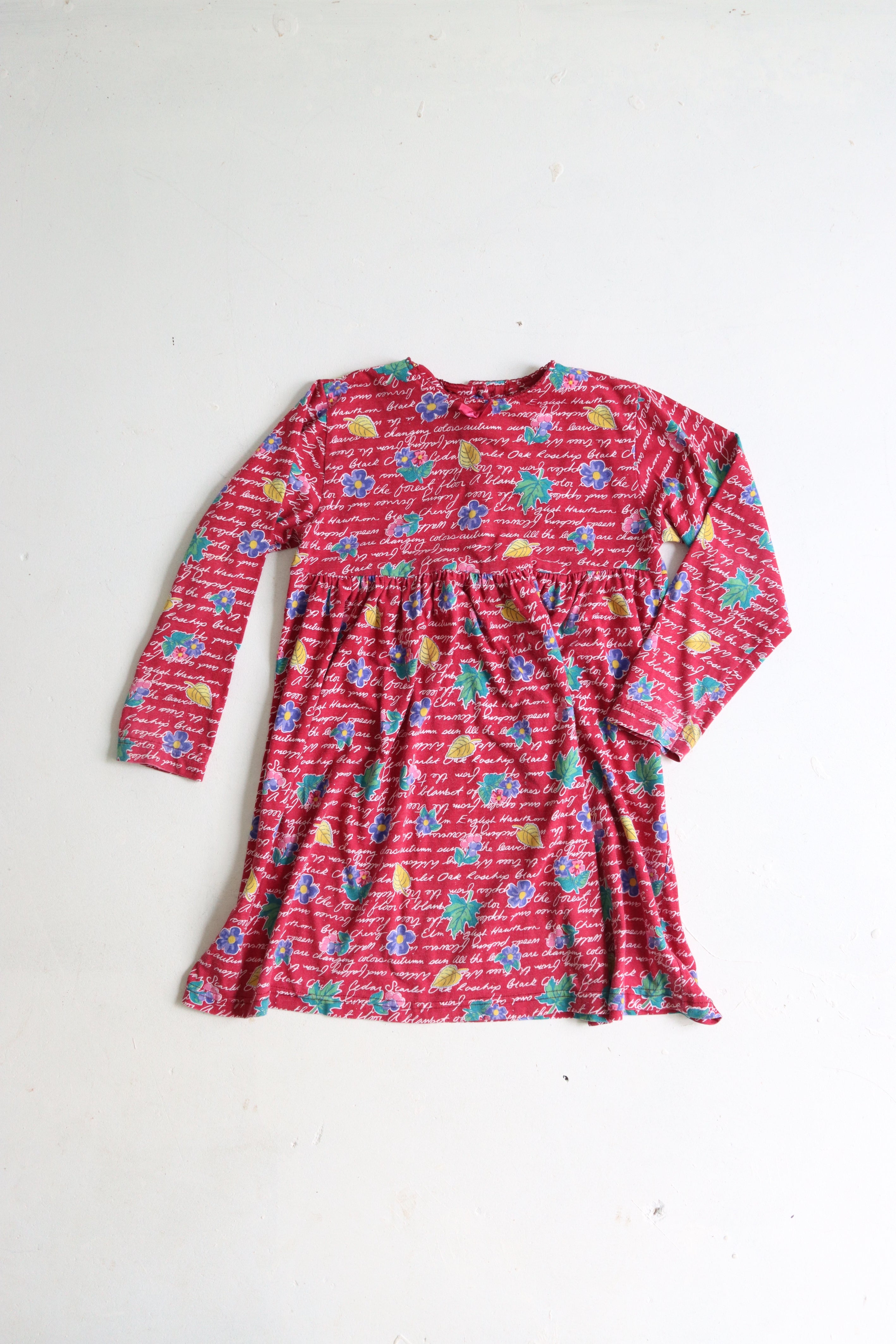 Vintage OshKosh floral cotton Autumn dress - size 4-6 years - made in USA