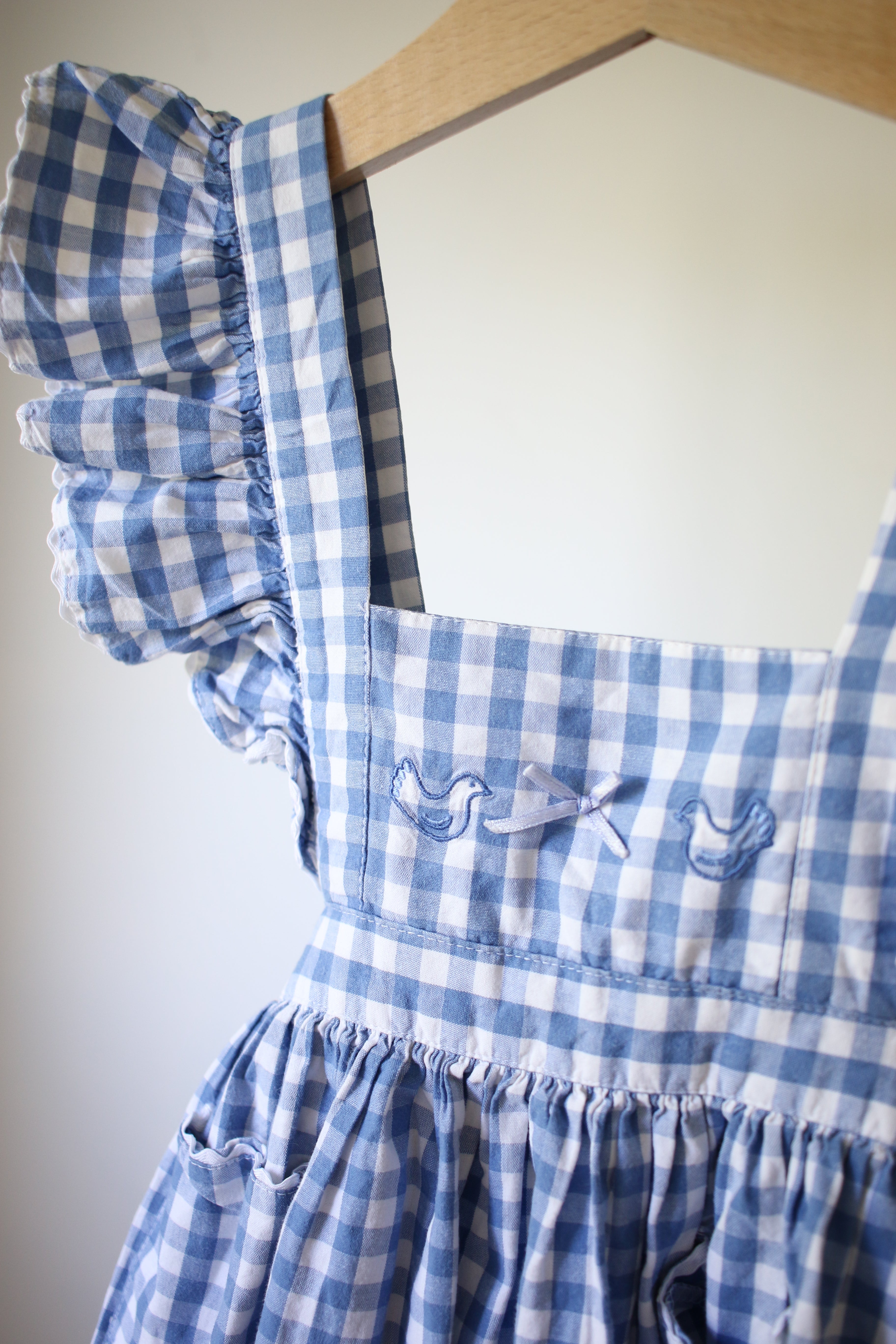 Vintage French Vichy Pinafore - 9-12 months