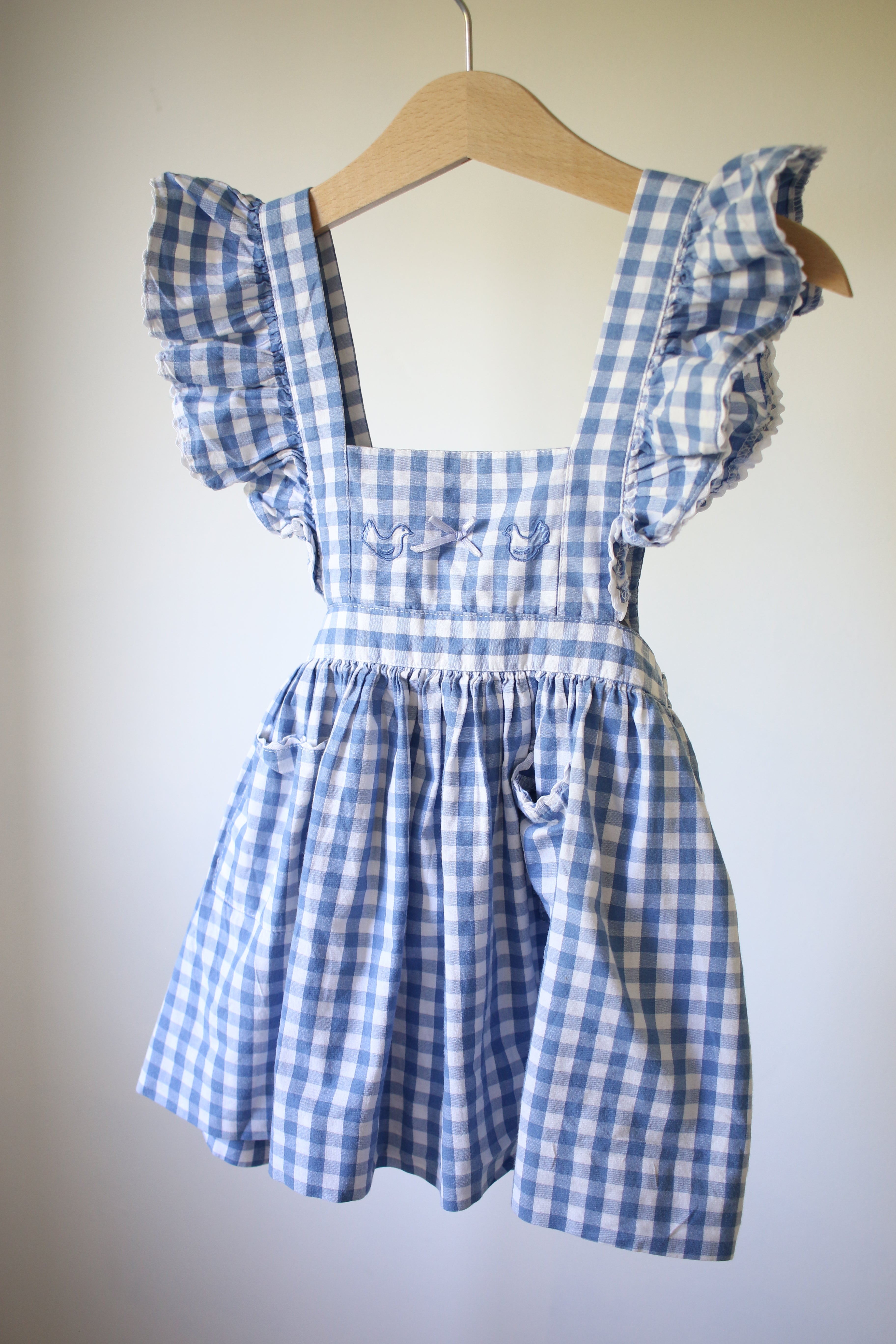 Vintage French Vichy Pinafore - 9-12 months