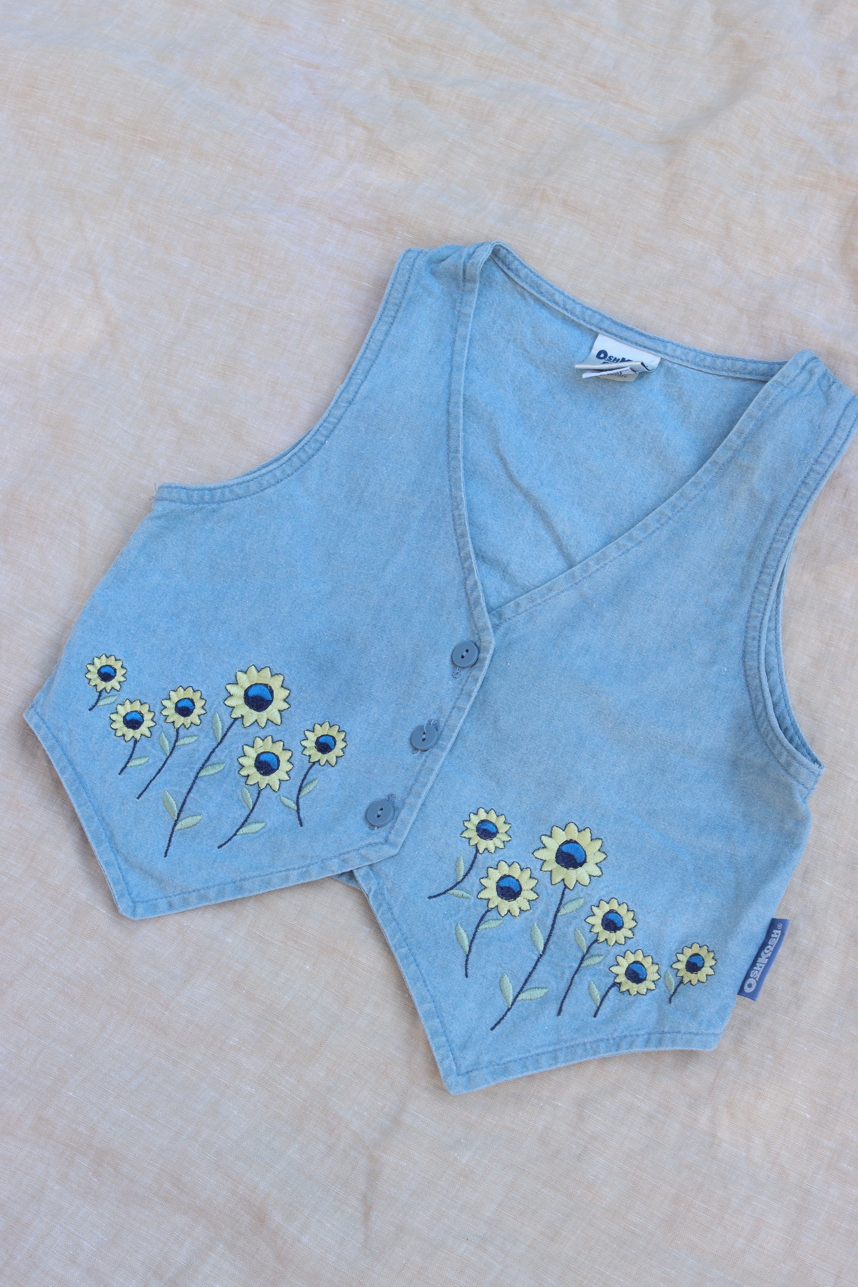 Vintage OshKosh Sunflower Vest  - size 4-5 years - Made in USA