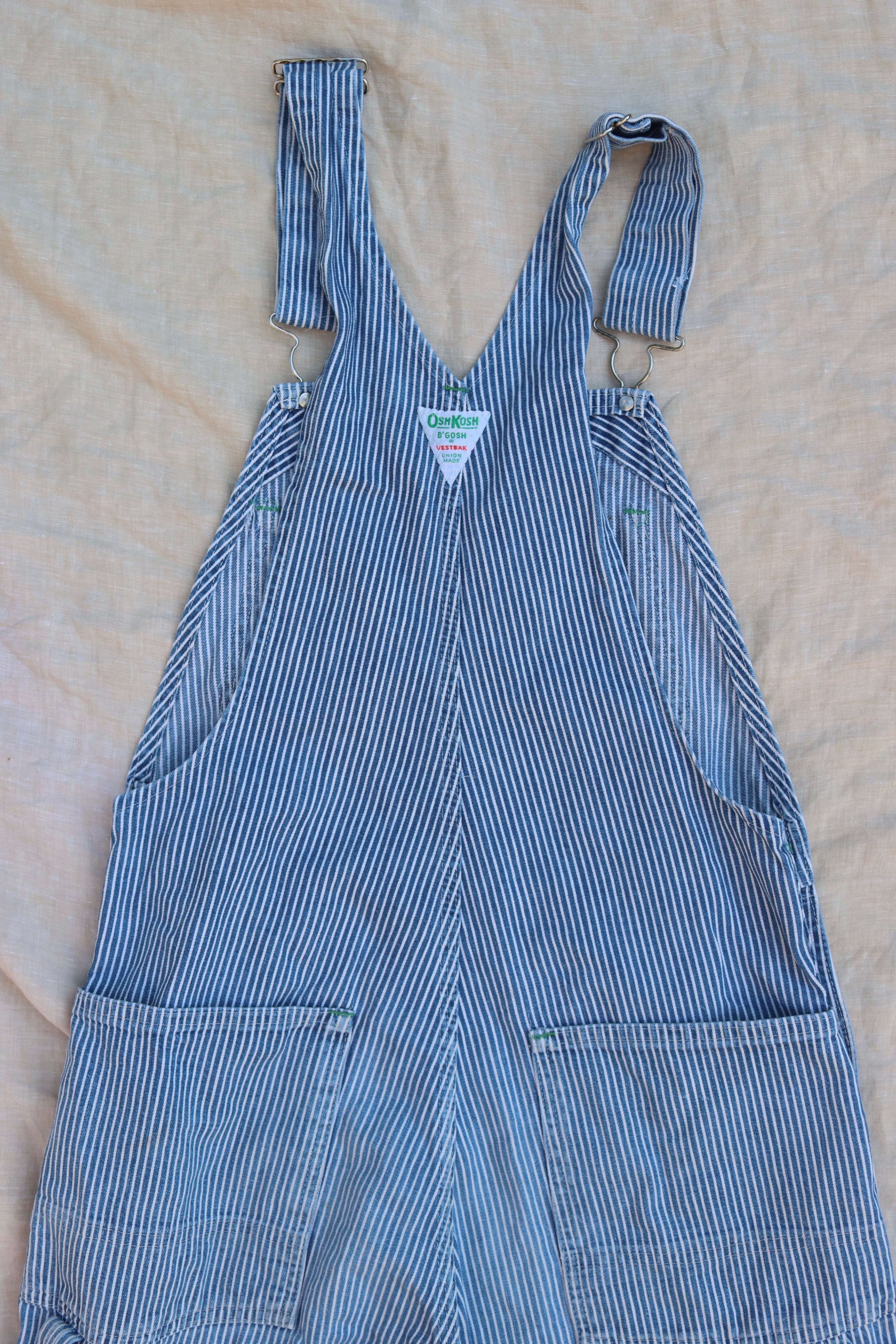 Vintage OshKosh striped overalls - Adult size M - Made in USA