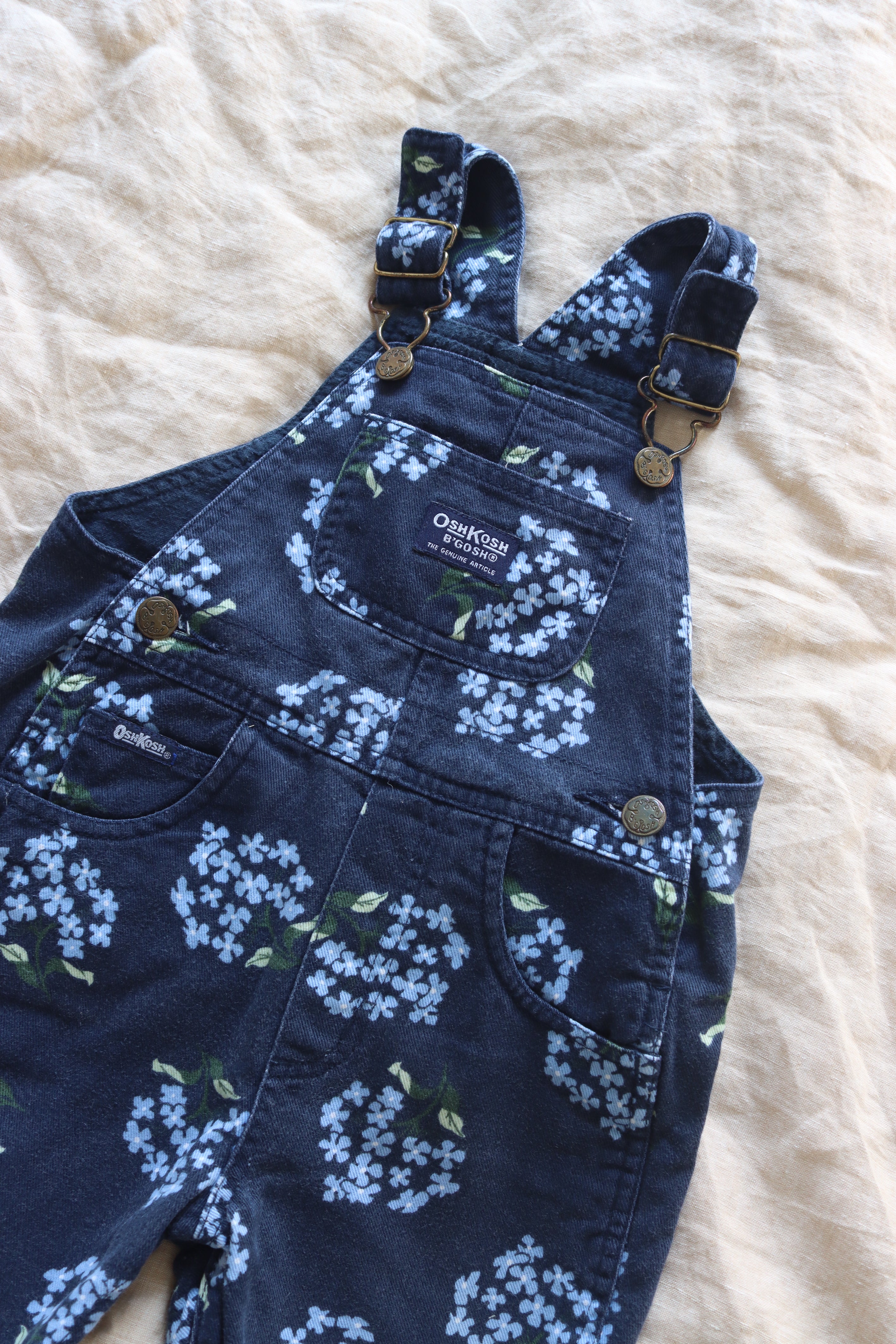 Vintage blue floral OshKosh overalls - size 6-12 months
