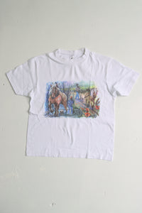 Vintage 90's farmer print t-shirt - size 7-8 years