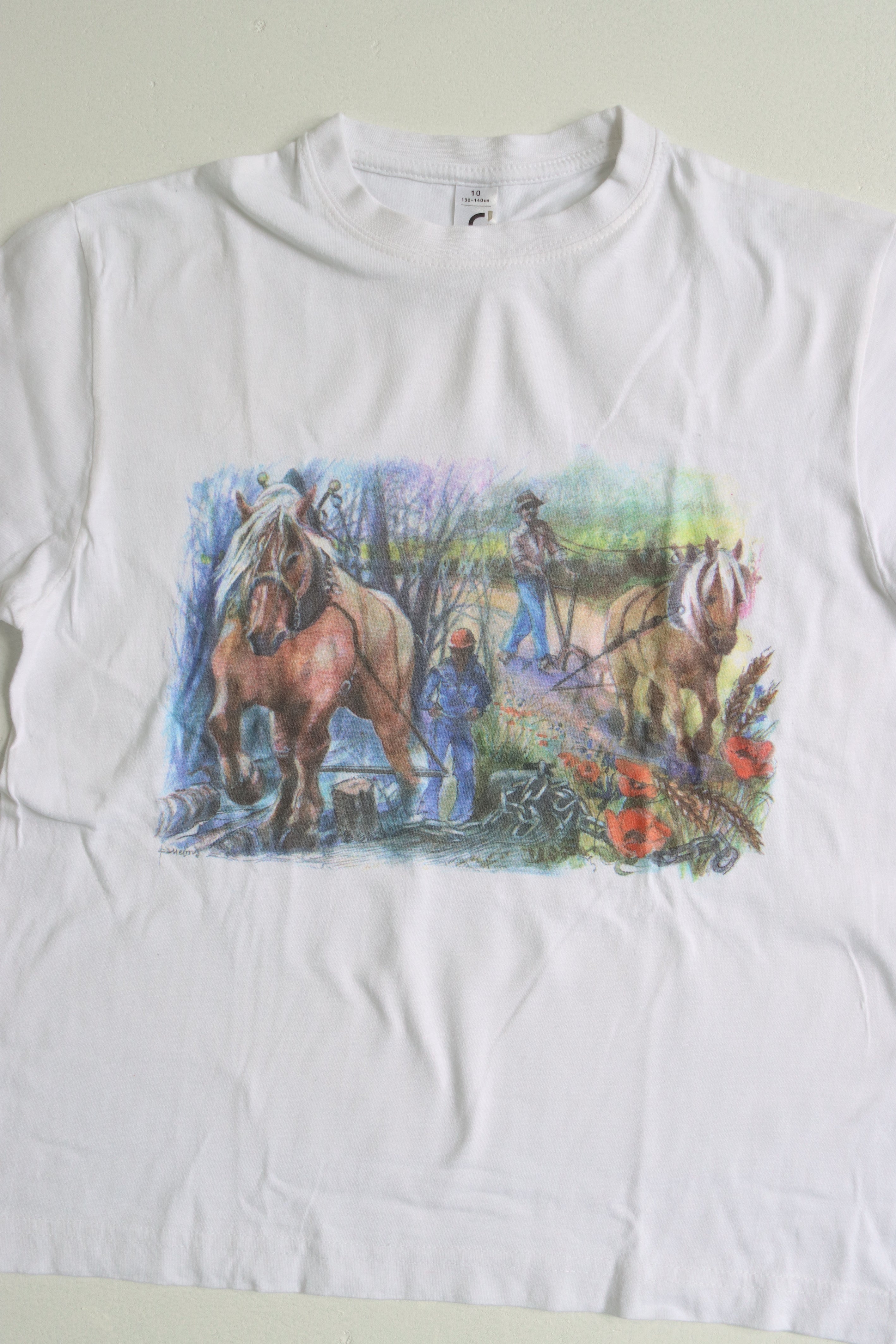 Vintage 90's farmer print t-shirt - size 7-8 years