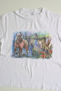 Vintage 90's farmer print t-shirt - size 7-8 years