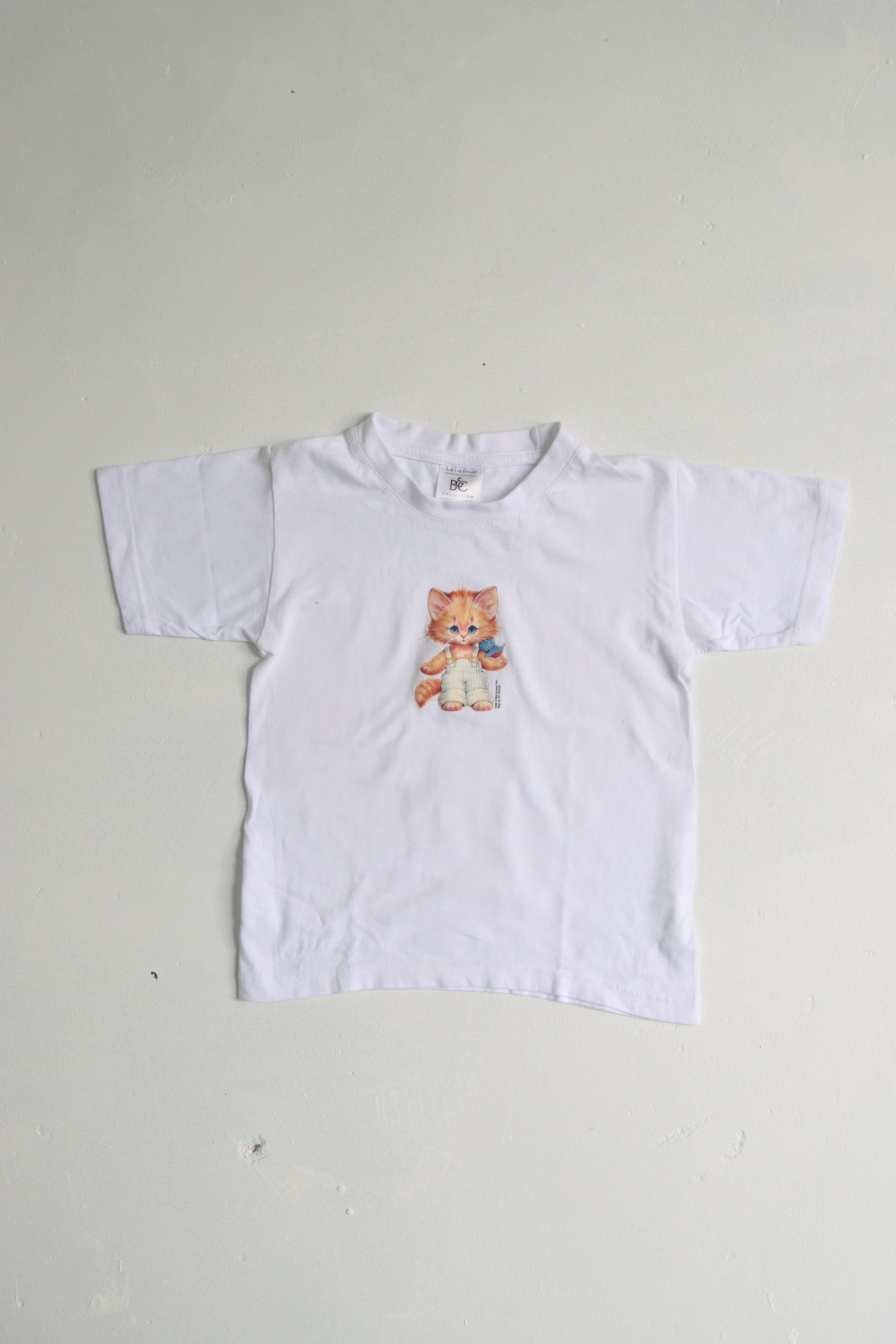 Vintage 90's kitten print t-shirt - size 3/4 years