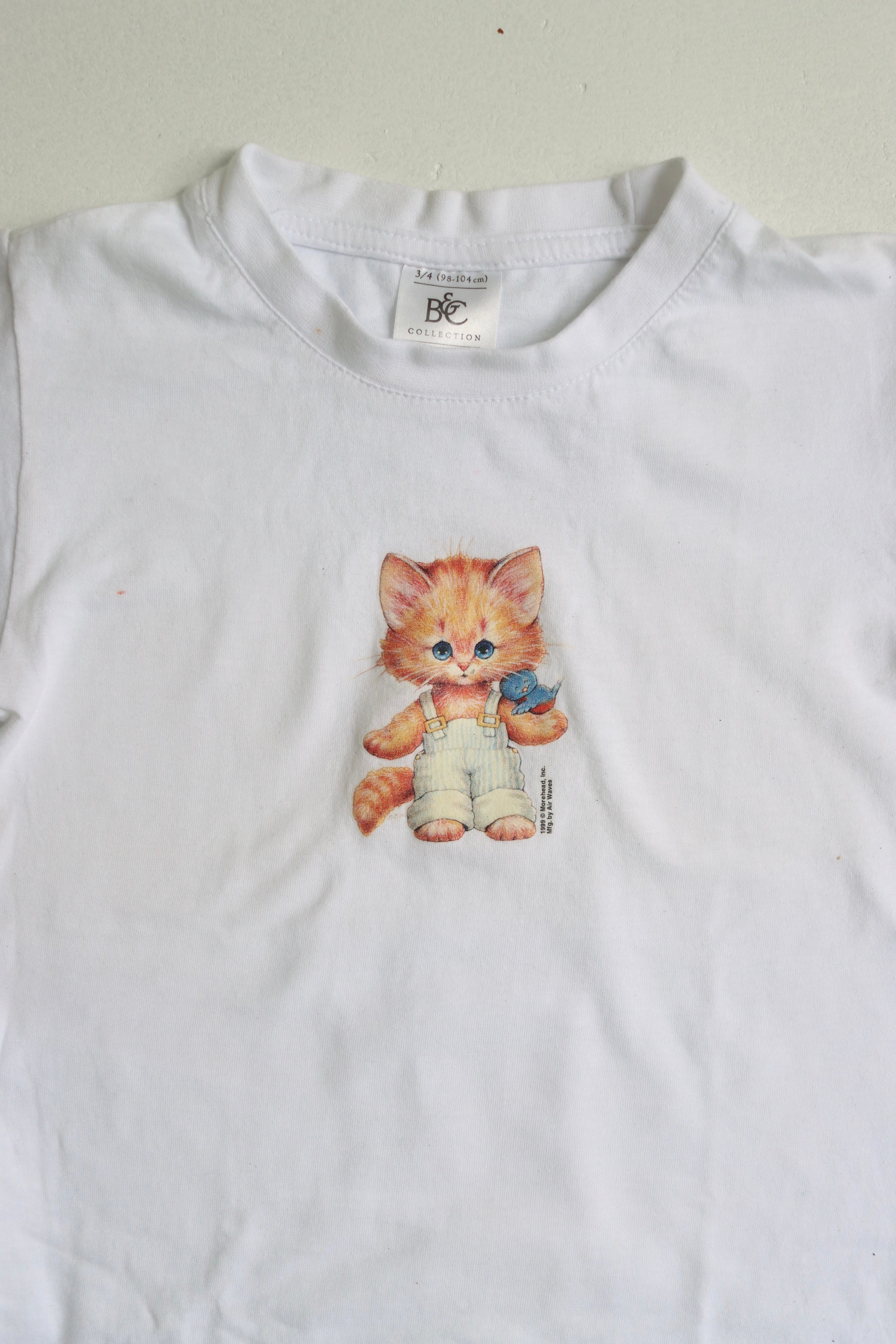 Vintage 90's kitten print t-shirt - size 3/4 years