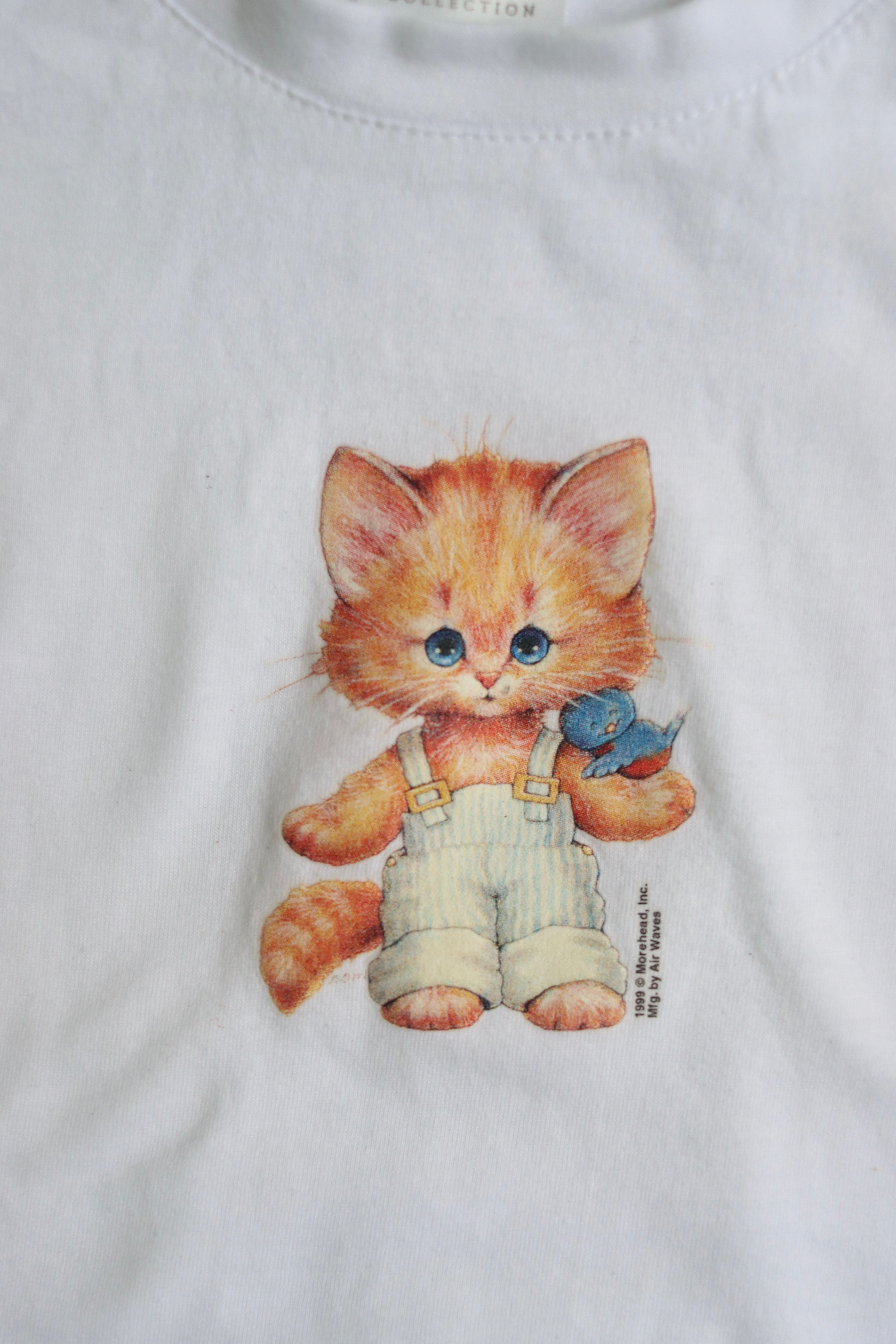 Vintage 90's kitten print t-shirt - size 3/4 years
