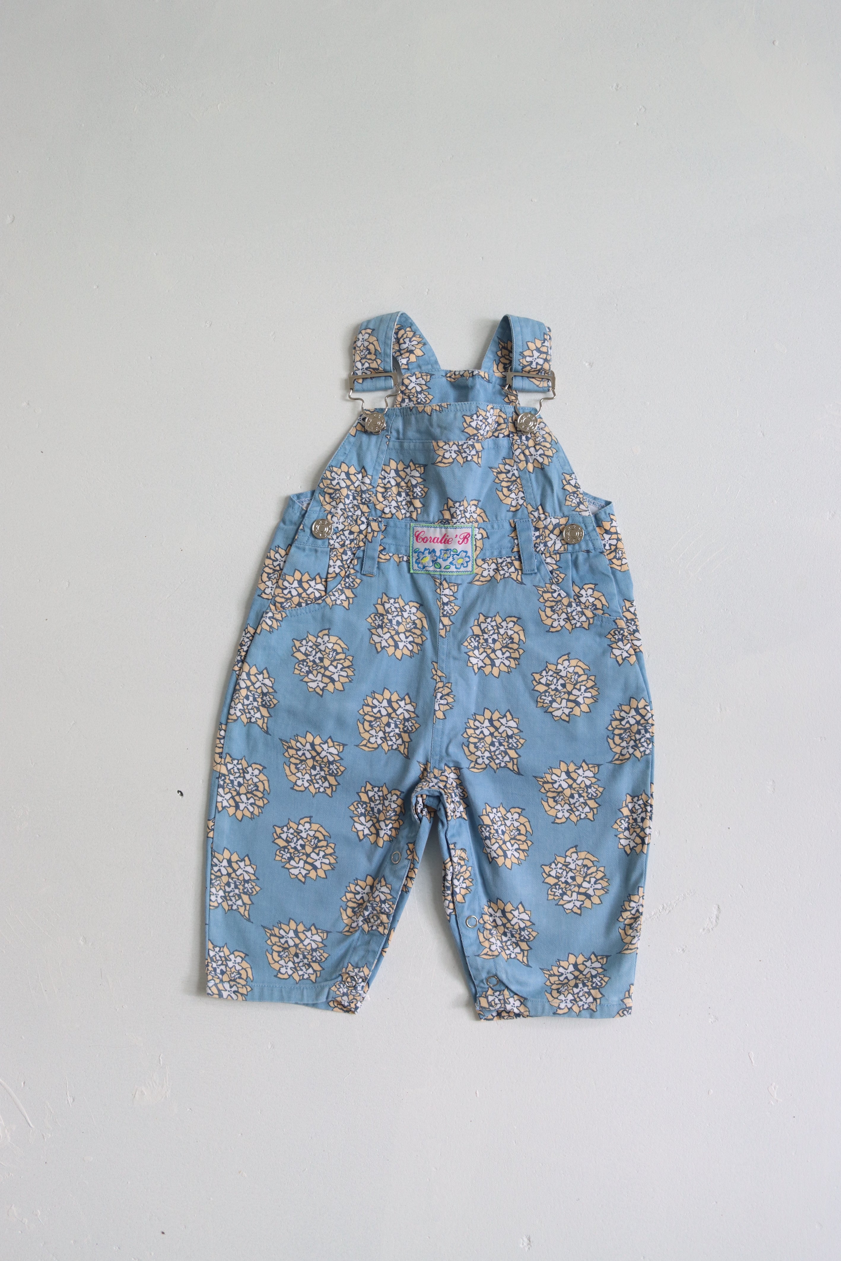 Vintage floral French overalls - size 6 months - made in France