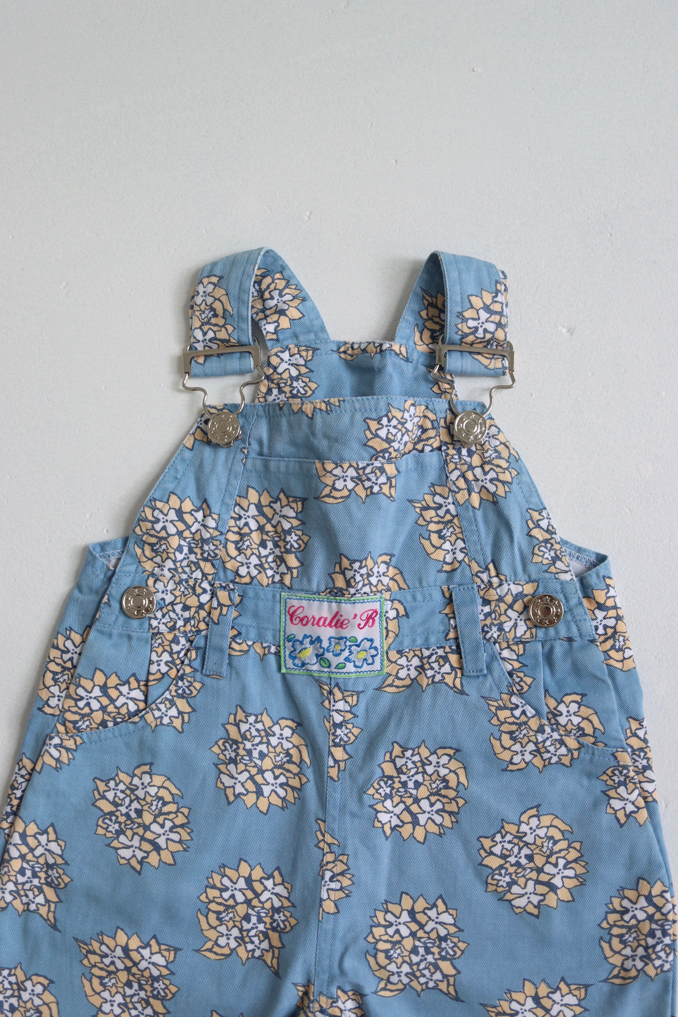 Vintage floral French overalls - size 6 months - made in France