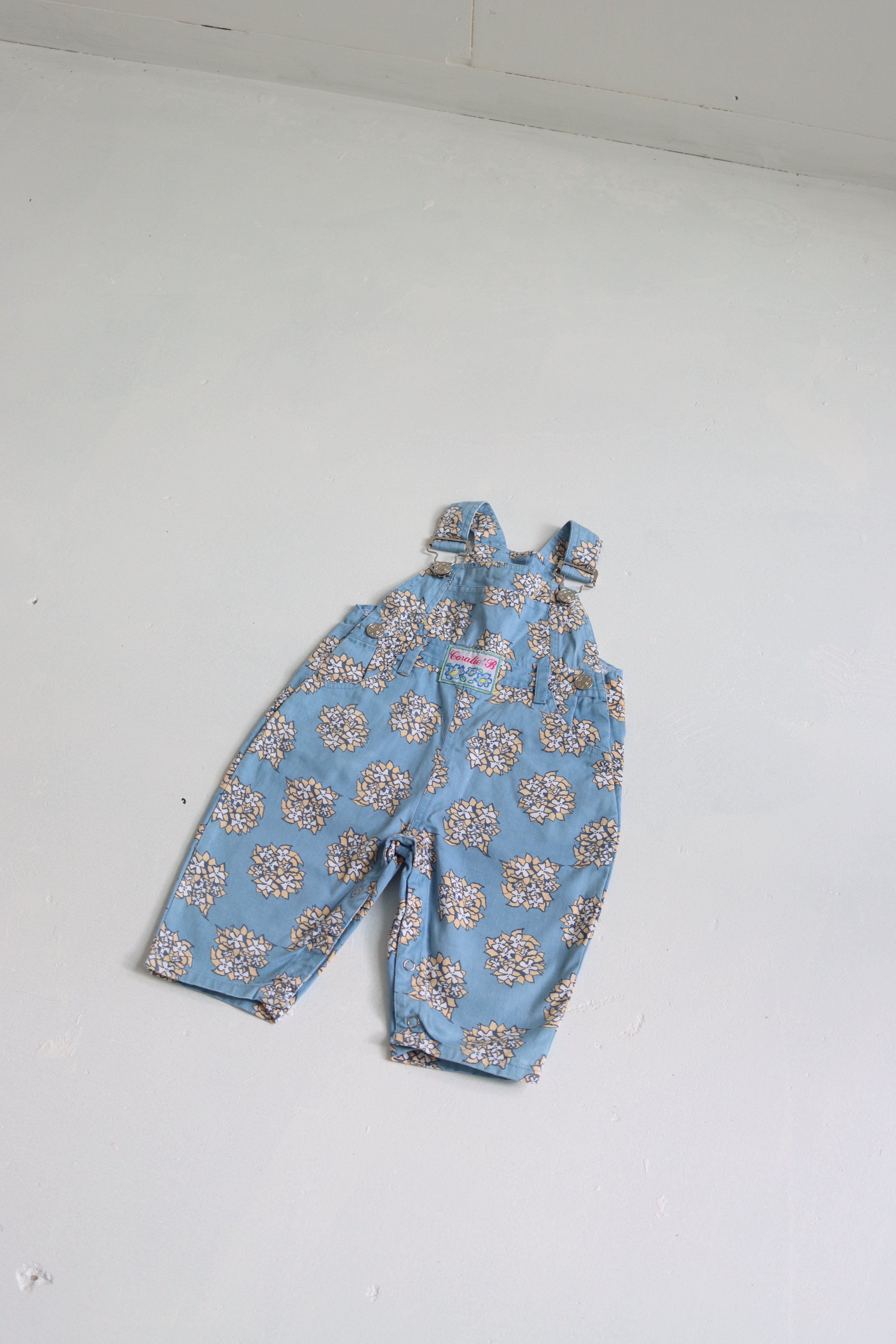 Vintage floral French overalls - size 6 months - made in France