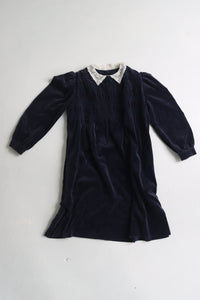 Vintage Laura Ashley dark blue velvet dress - Size 7 years - made in Great Britain