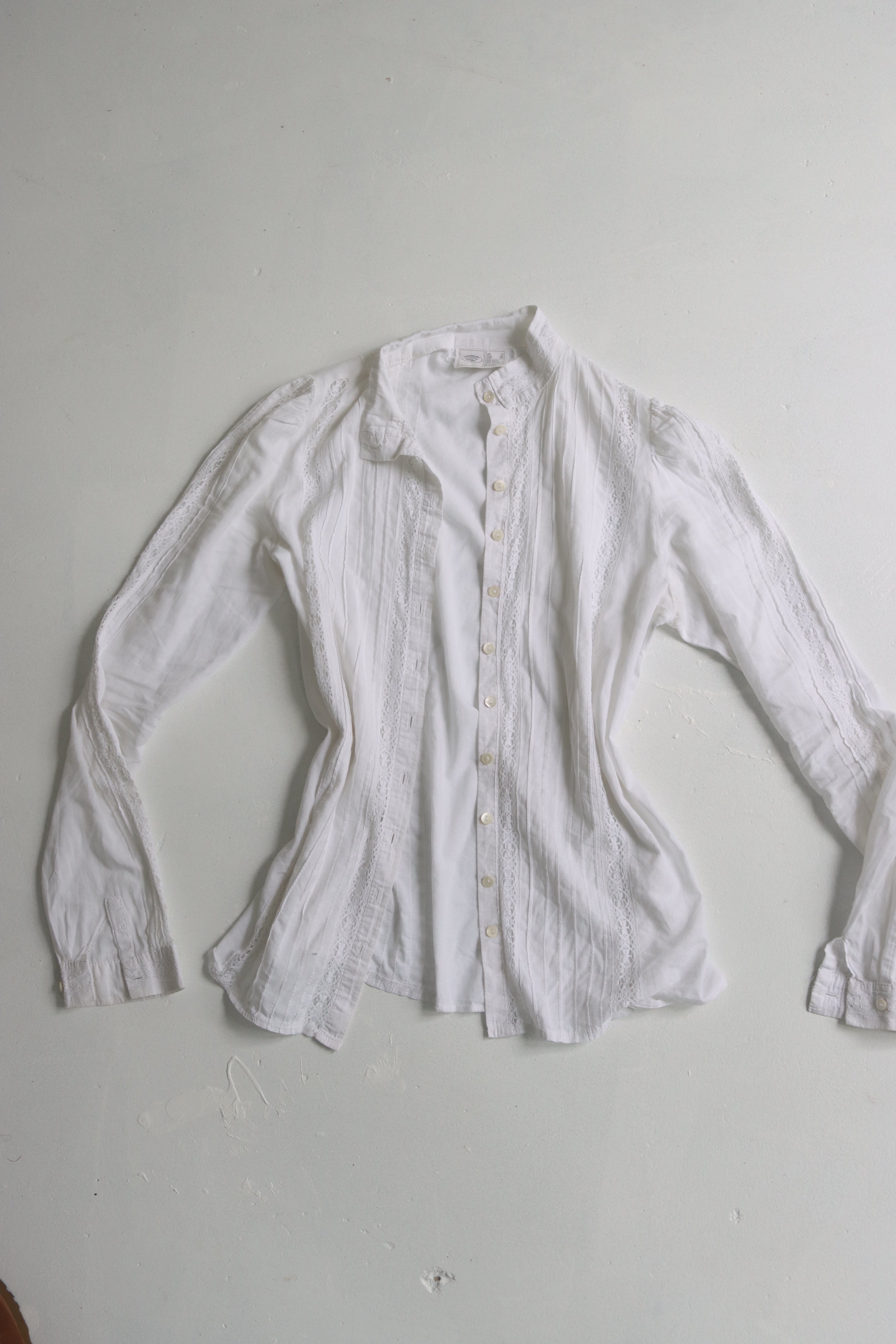 Vintage 70's Laura Ashley white prairie blouse Adult - Size Small - made in Carno UK