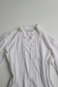 Vintage 70's Laura Ashley white prairie blouse Adult - Size Small - made in Carno UK