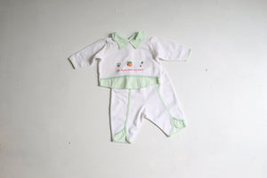 Vintage baby set with Fall detail embroidery - size 6 months