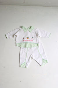 Vintage baby set with Fall detail embroidery - size 6 months