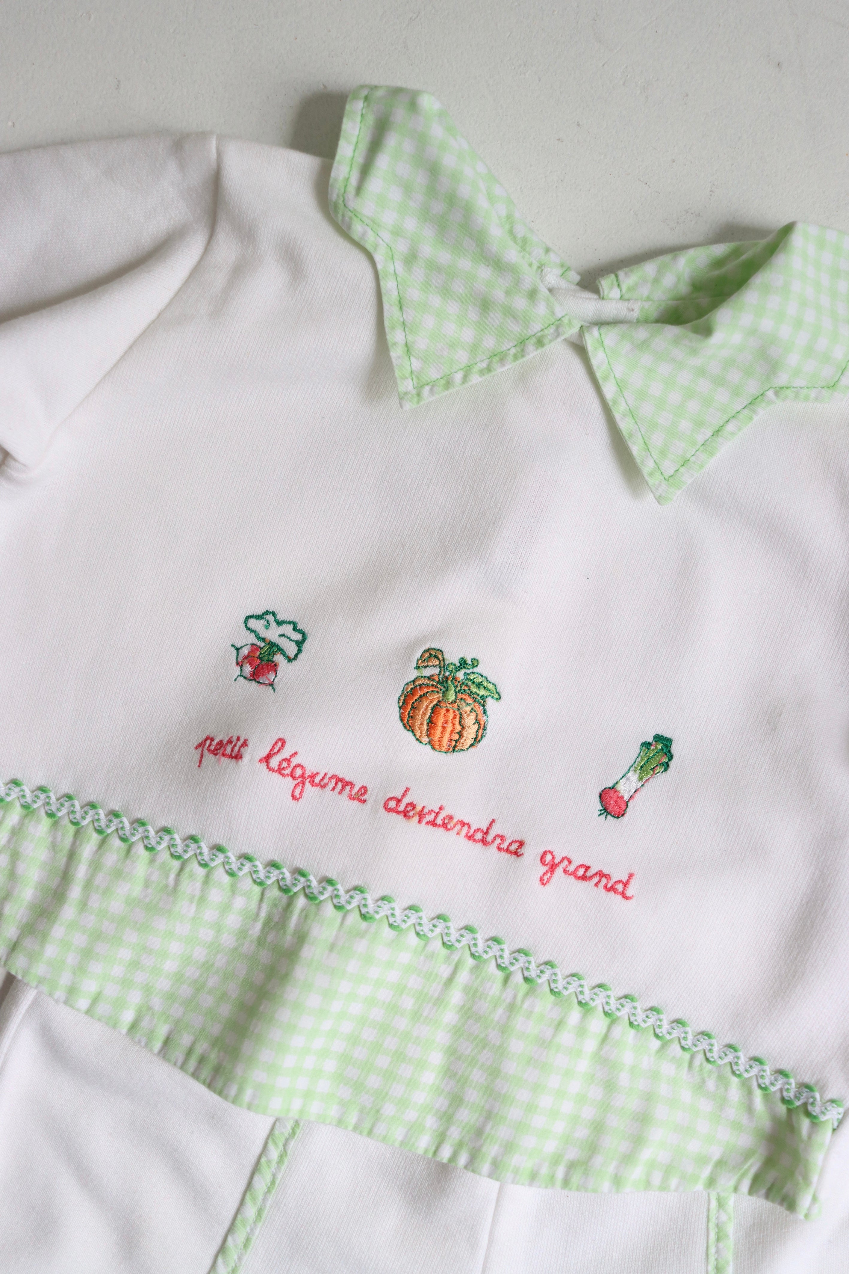 Vintage baby set with Fall detail embroidery - size 6 months