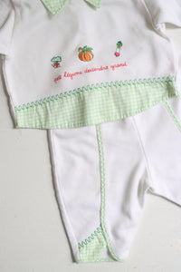Vintage baby set with Fall detail embroidery - size 6 months