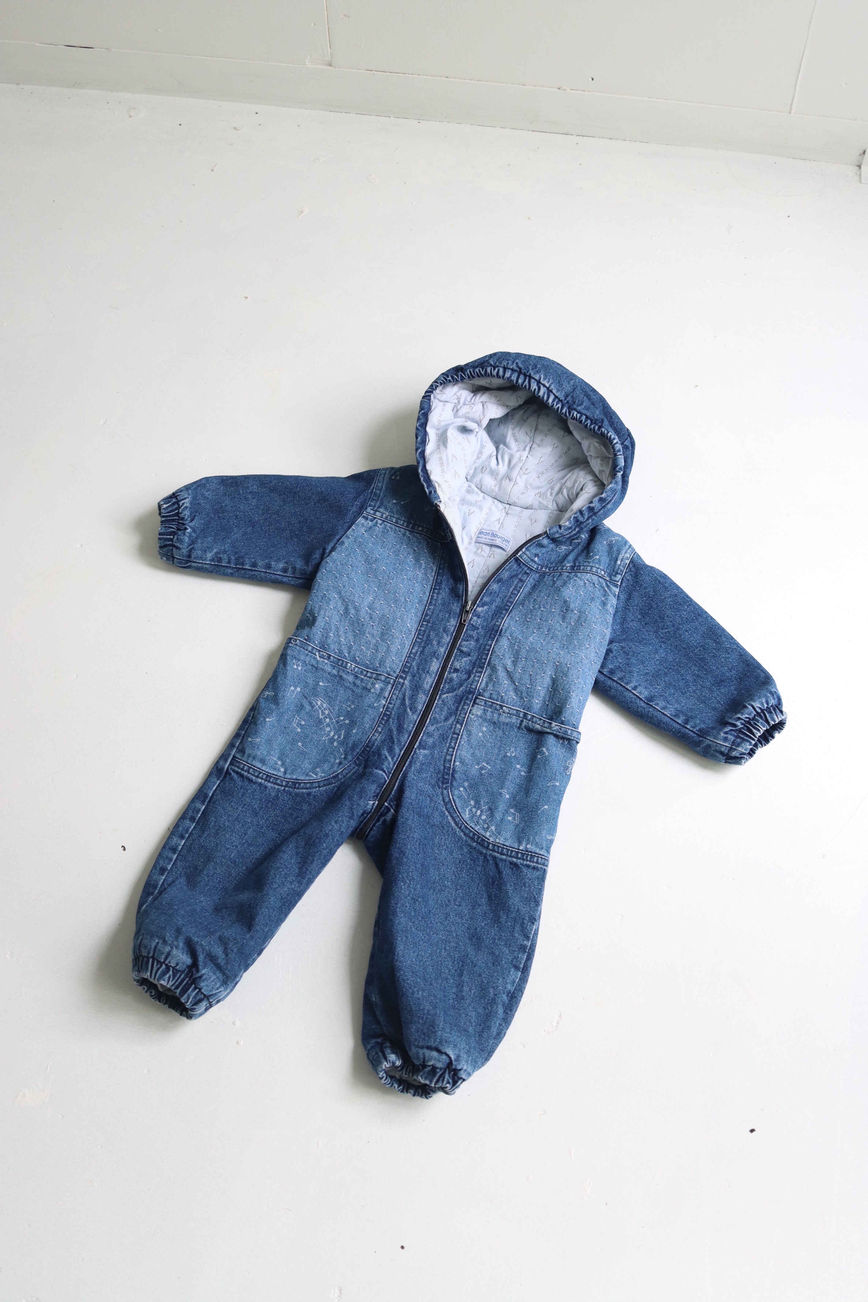 Vintage French denim winter suit - Size 6-12 months